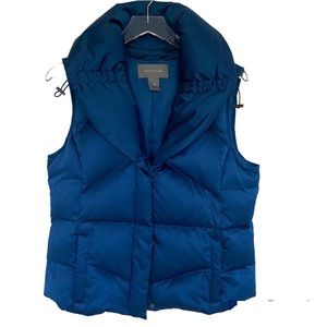 Ann Taylor Blue Metallic Down Puffer Vest | M